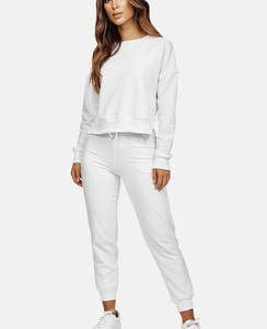 Conjunto de 2 piezas de moda informal de talla grande con logotipo personalizado, sudadera para correr, pantalones de chándal, chándales transpirables para mujer - Product Image 4