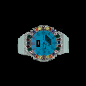 Reloj de Plata de Lujo con Incrustaciones de Diamantes Moissanite Multicolores de Moda, Acabado Premium para Regalo de Boda o Compromiso - Product Image 4