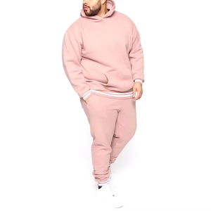 Men's Casual XL 100% Cotton Fleece Sweatsuit Wholesale Hoodie <b>Sweatpants</b> <b>Set</b> with Custom Logo Blank Jogger Tracksuits Plus Size - Product Image 1