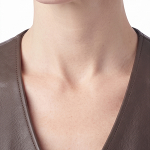 Premium Reversible Breathable <b>Leather</b> Waistcoat Sleeveless <b>Biker</b> <b>Vest</b> Women's V-Neck Side Pockets Lace Detail - Product Image 5