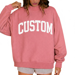 Sweat-shirt oversize pour femme à col montant, personnalisé et brodé, en molleton polyester/coton écologique, tissu respirant à séchage rapide - Product Image 1