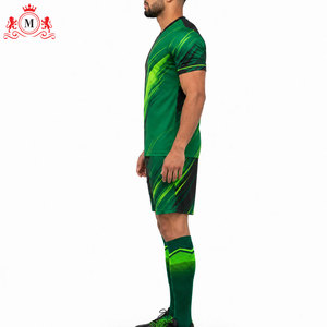 ชุดเสื้อฟุตบอลสีเขียวดำแบบซับลิเมชั่นพร้อมกางเกงขาสั้น ชุดยูนิฟอร์มฟุตบอลสำหรับผู้ใหญ่ ผ้าโพลีเอสเตอร์ระบายอากาศ ตรวจจับรอยตะเข็บ - Product Image 4