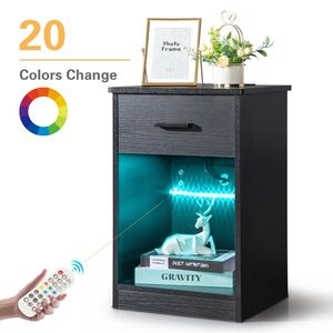 Comodino nero in triamina con LED e 1 cassetto 40x35x60cm in truciolato - Product Image 6