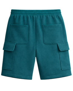Shorts cargo vert sarcelle pour hommes, taille élastique avec cordon de serrage, style streetwear décontracté, multi-poches, shorts d'été, logo personnalisé, fabricant OEM - Product Image 5