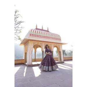 Radiant Glow Embroidered Jacquard Partywear Lehenga Choli - Product Image 4