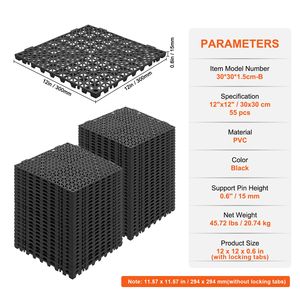 55 Pezzi Piastrelle Drenanti Nere in PVC Morbido a Incastro 30x30 cm, Antiscivolo, Spessore 8mm, Piastrelle Drenanti Nere Componibili - Product Image 4