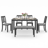 Ensemble de table à manger MD02 en bois de chêne + verre trempé, 4 places, cuisine, salle à manger, appartement, minimaliste, résistant aux rayures, élégant