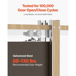 Kit Telaio per Porta Scorrevole in Legno per Porte Larghe 24-30 Pollici e Alte 80 Pollici, Meccanismo di Chiusura Morbida Bidirezionale, Scorrimento Fluido e Silenzioso - Product Image 5