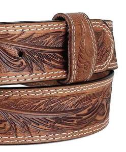 Cinturón Casual Occidental de Cuero Genuino con Grabado a Mano, Diseño Sólido, Hebilla de Acero Resistente Extraíble para Hombres y Mujeres - Product Image 1