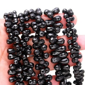 Perles de spinelle noire naturelle facettées en forme de goutte d'eau, 8 pouces, en vrac, pour la fabrication de bijoux DIY, provenant d'un fournisseur indien - Product Image 5