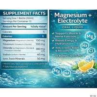 Líquido Oral de Magnesio + Electrolitos, Apoyo Muscular y Nervioso, Energía, Hidratación, Alivio del Estrés, Recuperación, Botellas de 50 ml, Suplemento Dietético