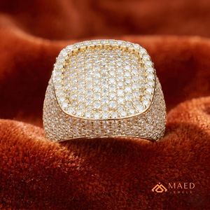 Anillo de Plata Chapado en Oro con Moissanita y Zirconia Cúbica, Estilo Hip Hop, para Hombre, Aniversario - Product Image 3