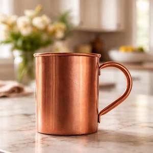Mug à boisson en cuivre, finition martelée, en métal, pour thé, eau, jus, usage domestique et repas. - Product Image 3