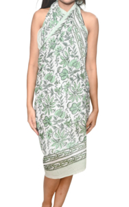 Pareo Sarong de Algodón 100% para Mujer, Estilo Vintage, Estampado Floral a Mano, Escote Hombros Descubiertos, Tallas Grandes, Ligero y de Alta Calidad - Product Image 2