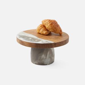 Base para Pastel Redonda Marrón con Diseño Ondulado, Hecha de Madera de Acacia y Resina, 100% Calidad Garantizada, Procedente de la India al Precio Más Bajo - Product Image 1