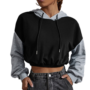 Wholesale Cotton Ladies Blank Long Sleeve Tracksuit <b>Crop</b> Tops <b>Women's</b> Sweatshirt Custom LOGO <b>Hoodie</b> <b>women</b> - Product Image 6