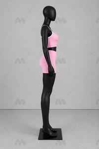 <b>Pink</b> Seamless Yoga Set Spaghetti Strap <b>Crop</b> <b>Top</b> High Waist Shorts 2 Piece Solid Elastic Waist Women's Fitness Wear - Product Image 3