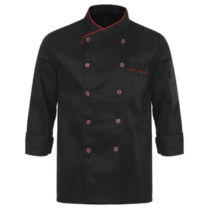 Chaqueta de Chef Unisex de Manga Larga con Cierre de Botones, Tejido de Poliéster y Algodón, Uniformes para Restaurante y Bar, Color Sólido, Logotipo Personalizado - Product Image 5