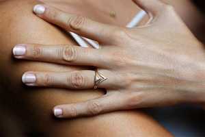 Classic 0.41CT Triangle Cut Diamond Dual Band Arrow <b>Ring</b> For Women's Lab Grown 14k Yellow Gold Fine Engagement Party Occasion - Product Image 5