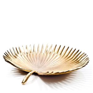Cuenco decorativo con diseño de forma de hoja grande chapado en oro, cuenco de vajilla de nuevo estilo nórdico moderno de Metal de aluminio - Product Image 1