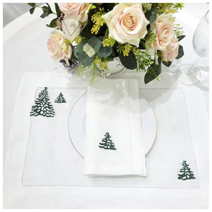 Ensemble de napperons et de serviettes de table en lin 100% pour Noël, broderie personnalisée Quang Thanh, broderie de luxe, pour la maison, le restaurant, les fêtes - Product Image 4
