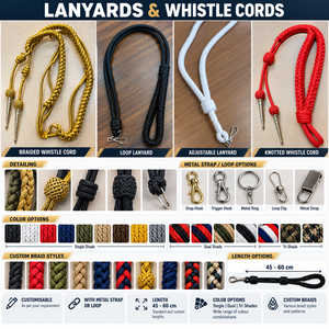 Cordones para silbatos de nailon, duraderos, con herrajes resistentes, listos para exportación a granel, diseñados para sujetar varios silbatos, personalizables para uniformes. - Product Image 2