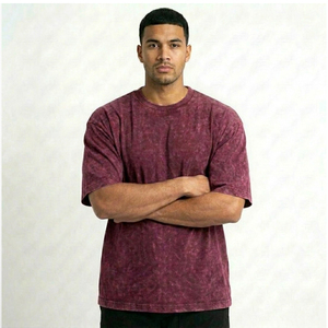 Camiseta de algodón tie-dye oversize para hombre, manga corta, cuello redondo, estilo casual, color liso, tejido de punto jersey, hombros caídos - Product Image 4