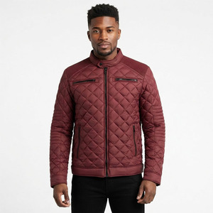 Chaqueta de Motociclista Acolchada con Diamantes Color Borgoña para Hombre con Logotipo Personalizado – Chaqueta Ligera de Otoño - Product Image 3