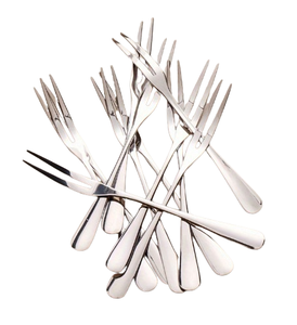 Ensemble de six fourchettes en acier inoxydable, manche argenté, couverts pour hôtels et restaurants, fourchettes à manche métallique - Product Image 3