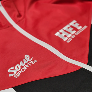 Survêtement pour homme Soul rouge et noir, manches longues, fermeture éclair, style sportif, respirant, polyester, vêtements d'automne avec impression de logo - Product Image 4