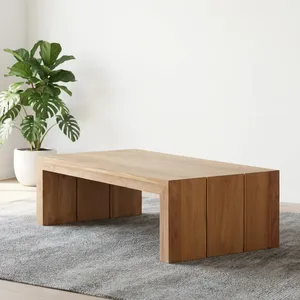 Mesa de Centro Minimalista de Madera Maciza con Acabado Natural, Muebles para Sala de Estar - Product Image 6
