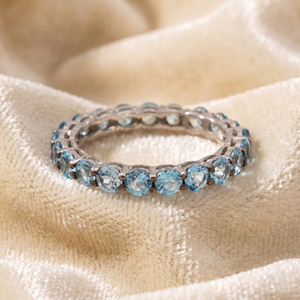 Anillo de Eternidad Completo con Topacio Azul Natural Redondo en Plata de Ley 925, Joyería Fina, Memoria Jewels, Venta al Por Mayor - Product Image 2