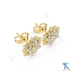 Lab Grown Diamond <b>Snowflake</b> Stud <b>Earrings</b> Multi Stone Starburst Cluster 14K 18K Solid Gold Fine Women Jewelry Bridal Gift - Product Image 5