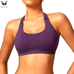 In One Solid Purple Color Seamless Back <b>Bra</b> For Women Quick-Dry Sports Elastic <b>Neck</b> Style Fitness Simple <b>Halter</b> <b>Neck</b> Sports <b>Bra</b> - Product Image 4