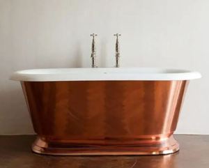 Bañera de Cobre Independiente Rectangular con Tapa, Bañera Duradera y Ecológica para Adultos, para Baño - Product Image 3