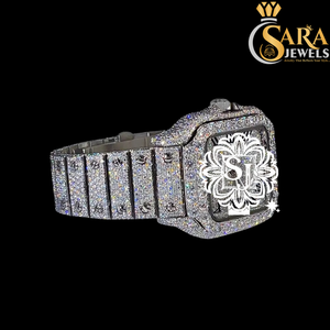 Montre Mossinate Iced Out en or rose à la demande pour homme Hip Hop et tenue décontractée disponible à un prix abordable - Product Image 1