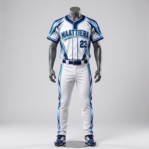 Conjunto de Uniforme de Béisbol Blanco y Azul para Hombre, Pantalones Deportivos con Número Personalizado, Ropa Deportiva, Fabricante y Proveedor Mayorista OEM - Product Image 3