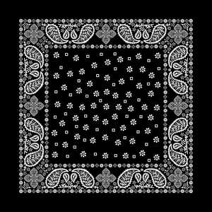 Pañuelo de algodón negro llamativo para hombres y mujeres, pañuelo unisex con diseño de Paisley para uso diario, viajes, festivales y uso cotidiano. - Product Image 1