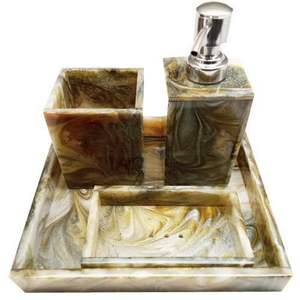 Dispensadores de Resina Epoxi de Lujo para Baño, Conjuntos que Ofrecen una Experiencia de Estilo Hotelero con Botella de Loción y Soporte - Product Image 1