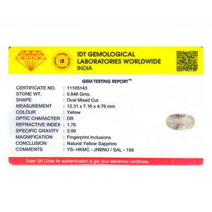 Natural Yellow Sapphire 4.23 Carat Oval Cut Loose Gemstone for Fine Jewelry - Product Image 4