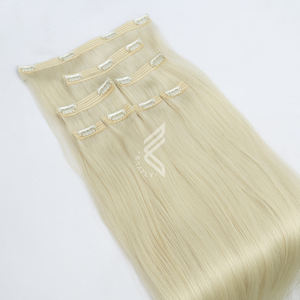 Extensions de cheveux vierges européennes blondes de haute qualité 100% véritable cuticule alignée Premium Clip-in teint Fumi Style - Product Image 2