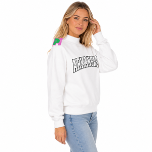 Sweat-shirt à col montant personnalisé avec lettrage appliqué, broderie de haute qualité, sweat-shirt à col montant blanc - Product Image 2