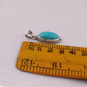Pendentif en turquoise naturelle, bijoux en argent sterling 925, style vintage, pendentif ovale en pierre précieuse bleue, finition antique, collier pour femmes - Product Image 4