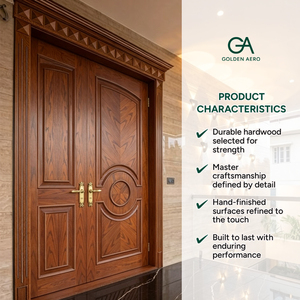 GA-49S Puerta Doble de Entrada Principal de Madera Sólida con Panel Arquitectónico, Directo de Fábrica para Proyectos de Casas Personalizadas - Product Image 3