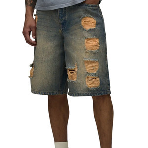 Pantalones cortos de mezclilla para hombre, estilo streetwear personalizado, con estampado integral, lavado ácido, efecto desgastado, estilo skate, holgados, 2026 - Product Image 4