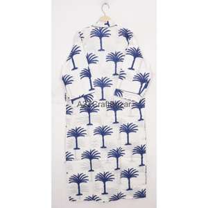 Kimono 100% Algodón con Estampado Floral, Bata de Dormir Romántica y Transpirable para Mujer, Estilo Indio, con Cierre de Cordón, para Verano, Ropa de Playa - Product Image 1