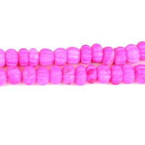 Cuentas de ópalo rosa calentado talladas en forma de calabaza/melón para fabricación de joyas, hilo de piedras sueltas - Product Image 3