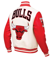 Veste universitaire Chicago Bull personnalisée OEM, design sur mesure, unisexe, toile premium, col montant, logo sur le devant, hiver, réversible
