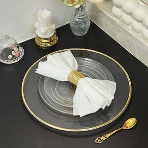 Platos de Cristal Transparentes de Alta Calidad con Borde Dorado y Grabado Sostenible para Bodas y Eventos - Product Image 5