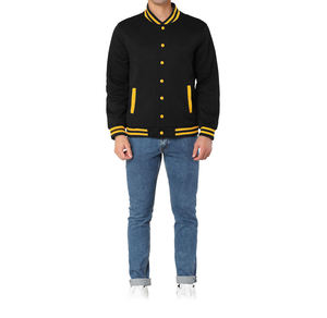 Blouson Bomber Personnalisé en Laine Polaire pour Homme avec Manches en Cuir, Style Universitaire, Coupe-Vent de Baseball, Broderie sur le Devant, Collection Printemps - Product Image 4